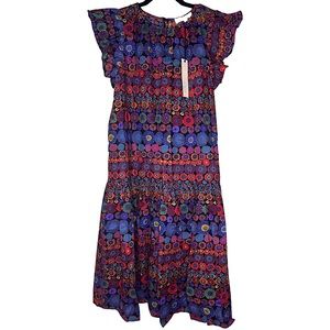 Pinch Flutter Sleeve Floral Midi Dress | Size Medium | NWT